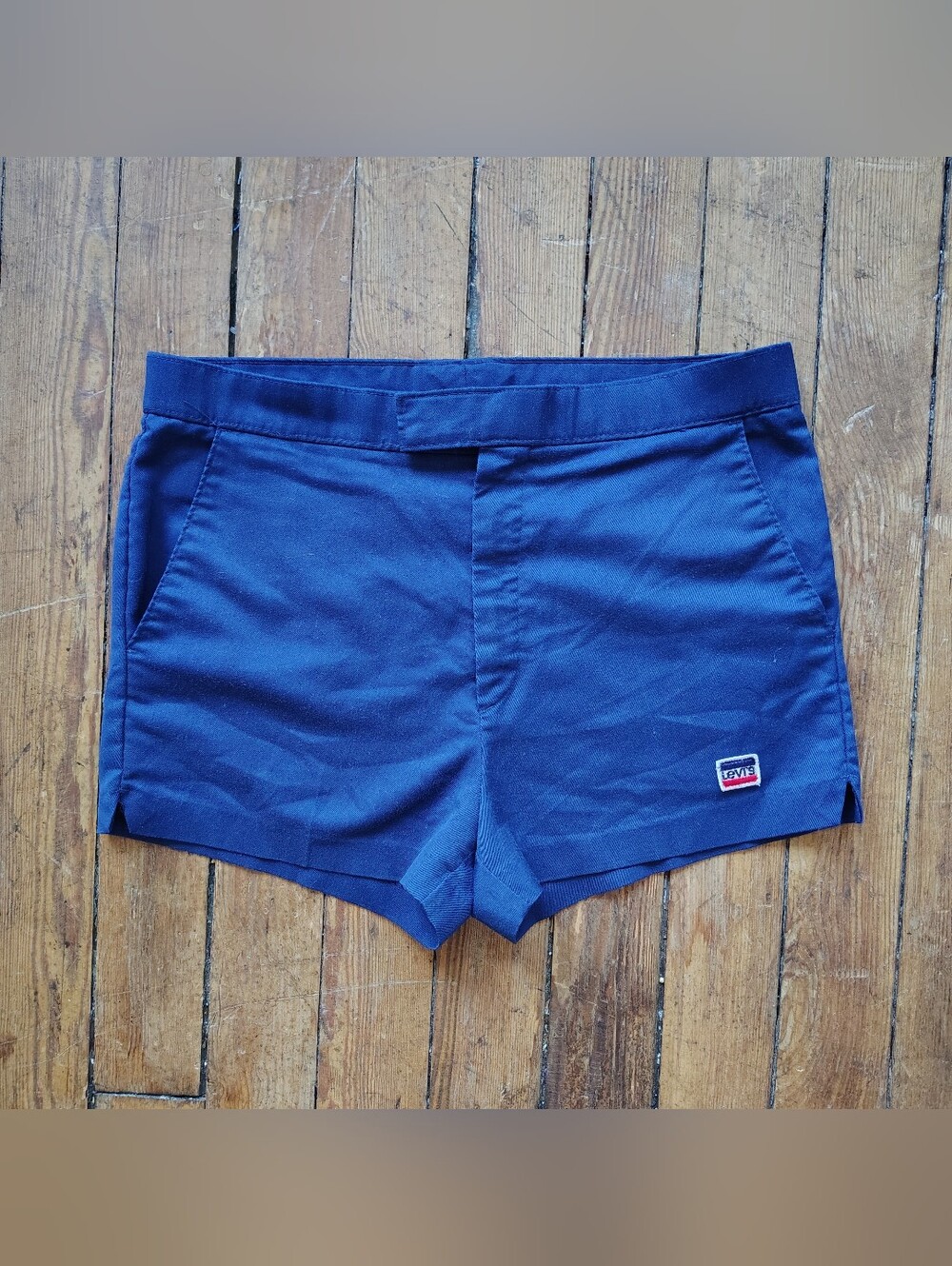 80s Vintage Levi's Men’s Tennis Golf Shorts Navy Blue 36" Large 70s Style Retro